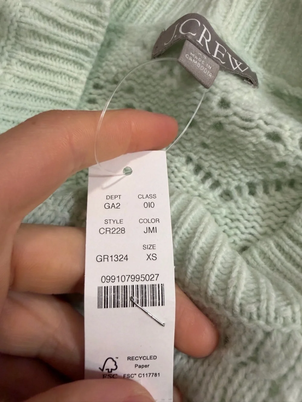 J crew Wide-sleeve pointelle crewneck sweater in merino wool